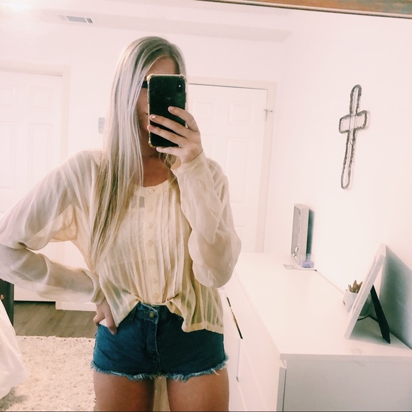 Anthropologie Tops - Vintage Anthropology Sheer Striped Long Sleeve